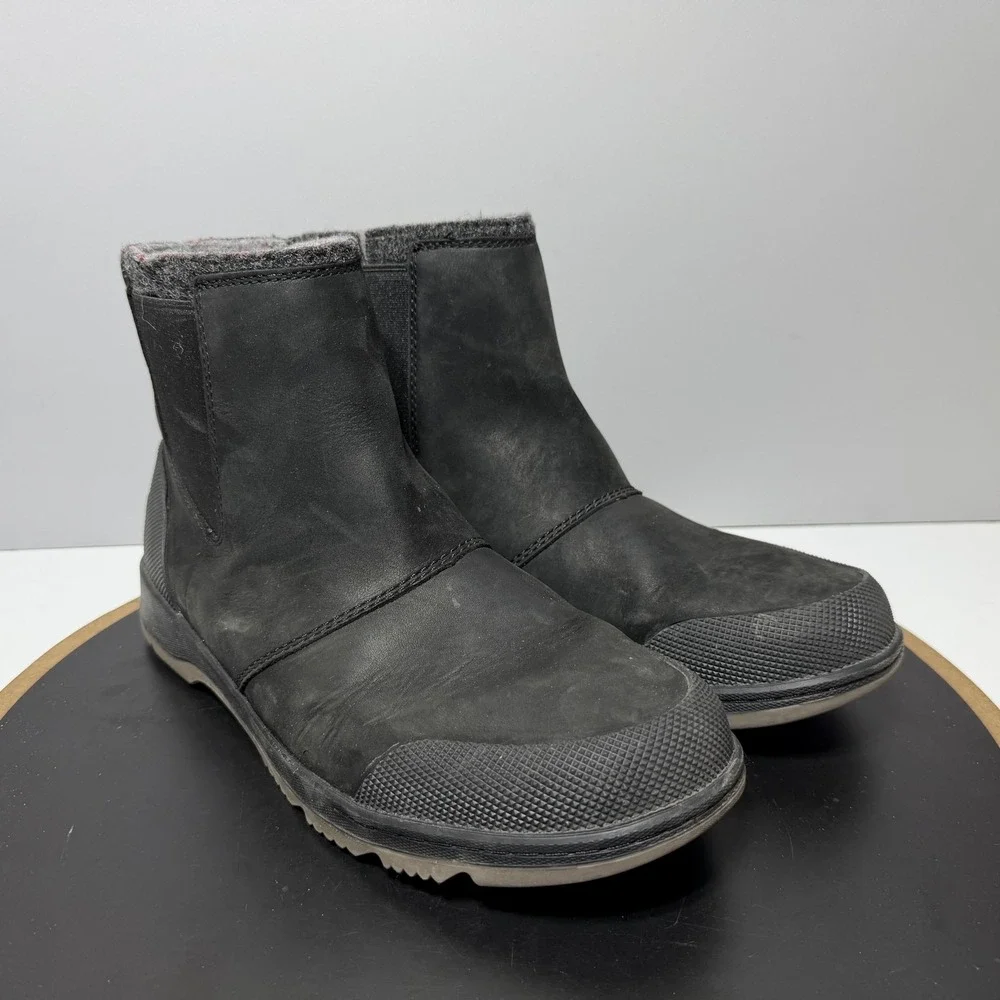 Sorel Boots Mens Size 9 Black Chelsea Ankle Faux Fur Lined Winter‎ LM6078-010